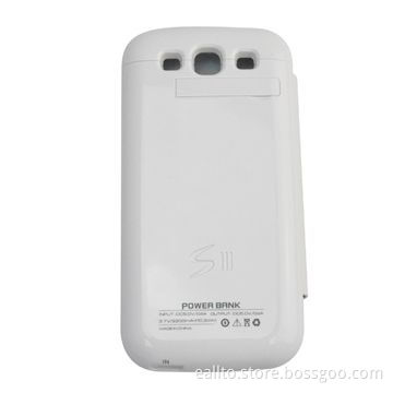 External Battery Power Case with White Leather Cover, Suitable for Samsung Galaxy S3/i9300